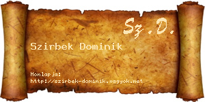 Szirbek Dominik névjegykártya